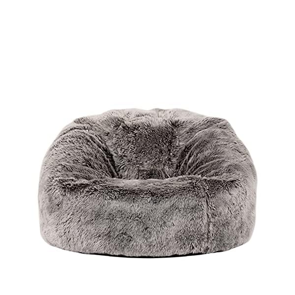 icon Childrens Faux Fur Bean Bag Chair - Large, 65cm x 45cm, Luxurious Furry Living Room Kids Bean Bags