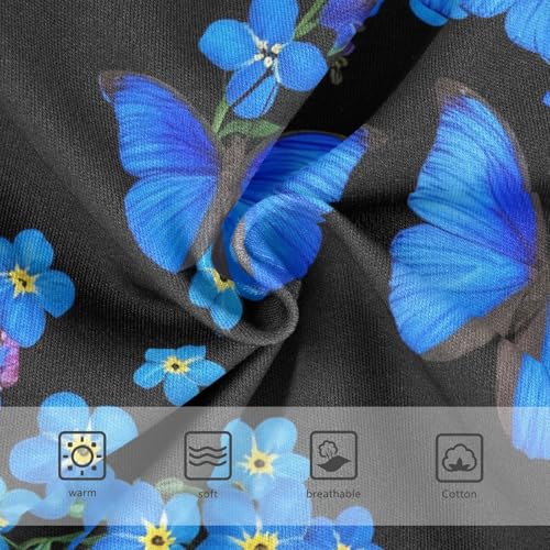 Blue Butterflies Flowers Black Panties for Girl Toddler Underwear Floral Cotton Cartoon Kids Briefs Undies 2t3