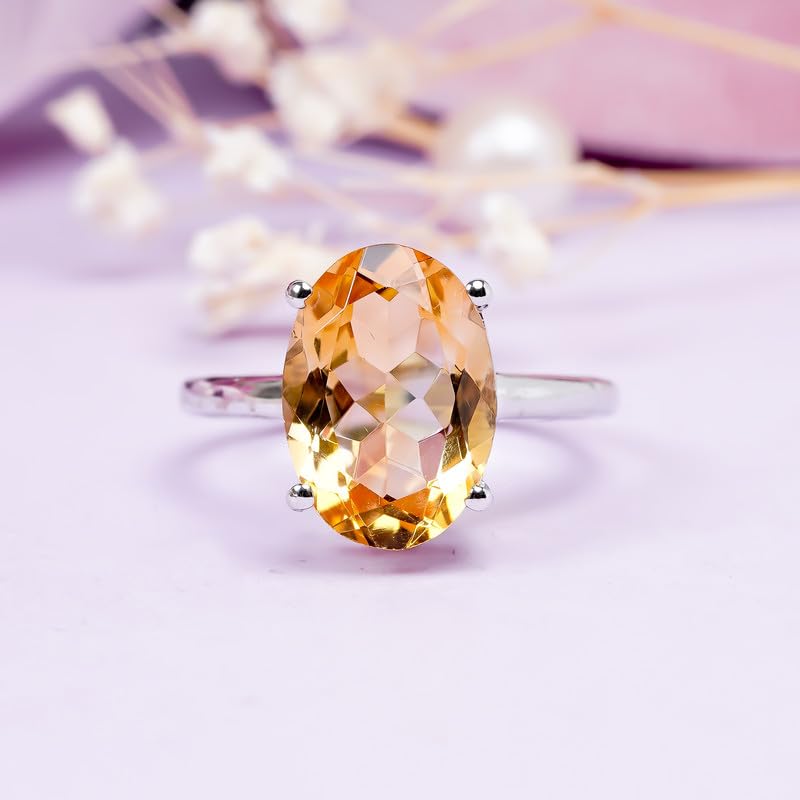 Bague en argent 925 avec citrine véritable cadeau de naissance idéal - 7