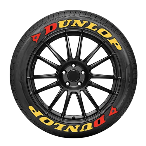 (YRK USA) DUNLOP Permanent Tire Lettering Car Stickers Waterproof 3D 8 PIECES ENTIRE CAR SET Letters for Wheel 15''-22'' Premium Car Letter Together Stickers, Universal Auto Tire Lettering Kit 1.06" (DUNLOP W/TRANSFER FILM)