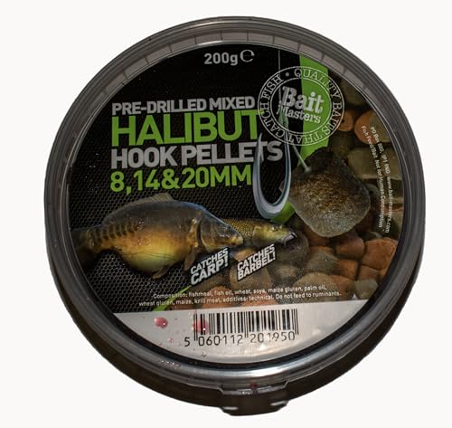 Bait Masters Pre-Drilled Halibut Pellets 200g Fishing Bait