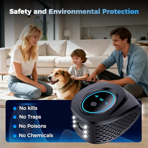 Image of Rodent Repellent Ultrasonic Plug in, 360Ultrasonic Pest Repeller Indoor with LED Strobe Light for House & Kitchen, Plug Squirrel Repeller Device with Pressure Waves for Attic Garage