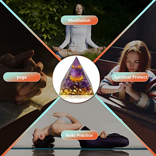 Polbik Orgone Pyramid Crystal Healing Stone Energy Generator Healing Crystals Chakra Crystal Healing Meditation Crystal Sphere Orgonite Pyramid Crystal Women Gift (Amethyst Sphere) #TOP3