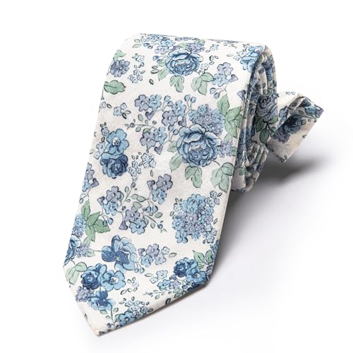 Image of Barry.Wang 100% Cotton Floral Ties for Men 63 inch Extra Long Necktie Clip