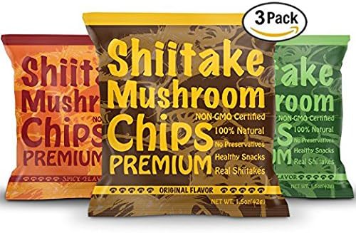 Yuguo Farms | Premium Shiitake Mushroom Chips | Variety Flavor | Non-GMO Certified | 1.5 oz bag | Pack of 3