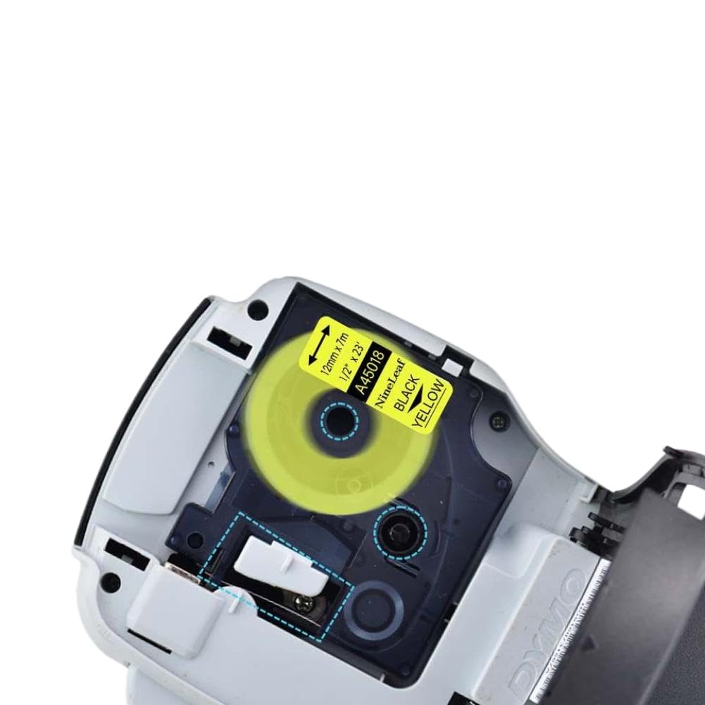 Nastro per etichette nero su giallo da 10 pezzi compatibile con nastro D1 45018 Nastro per etichette standard da 1/2 pollice per stampanti LabelManager 100 120P
