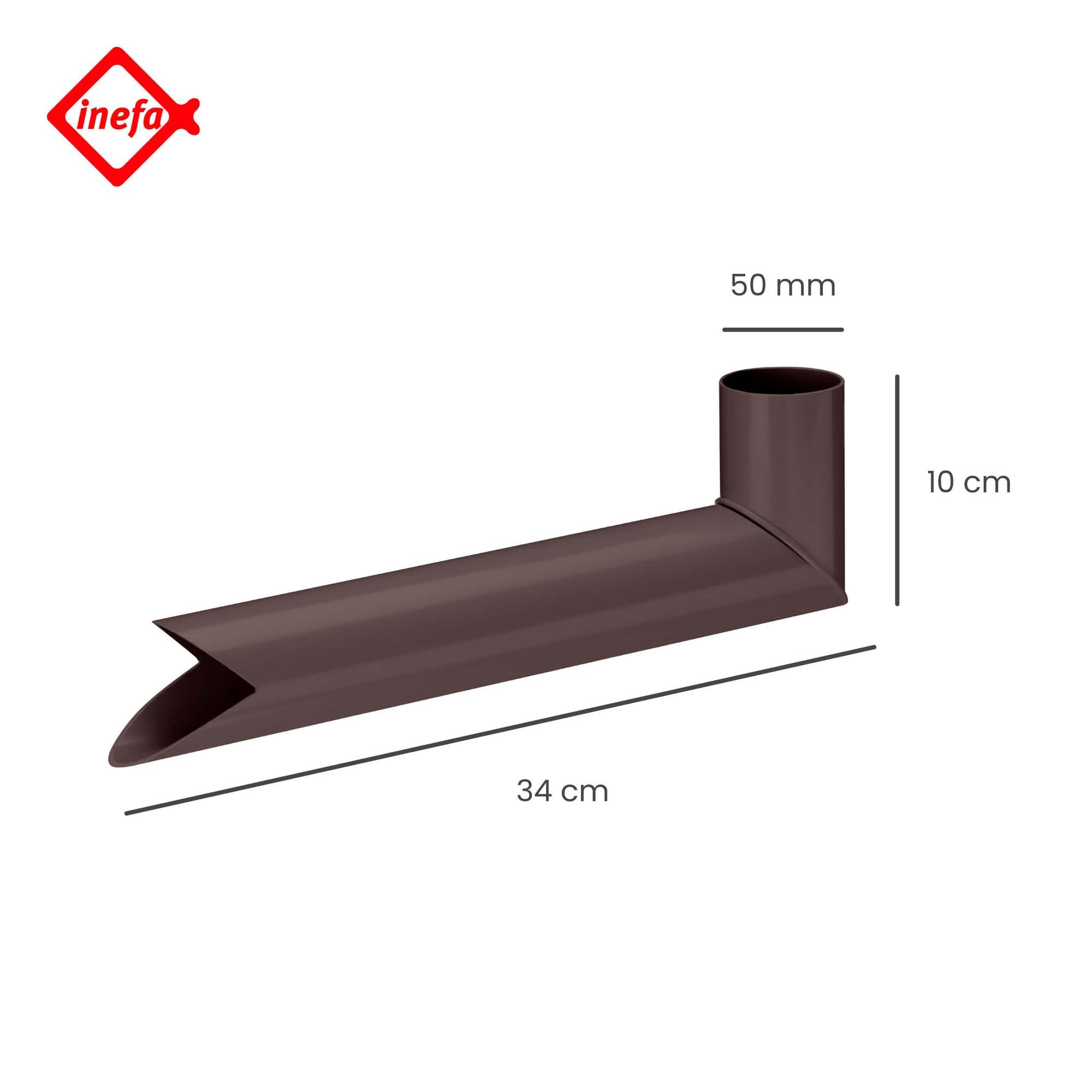 INEFA rura spustowa wylewki, PVC 50mm ciemnobrązowa Przejściowa rura spustowa do wody deszczowej, akcesoria rynnowe, prosty montaż na wcisk, Made in Germany
