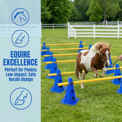 XEIYEI 6er Sports Steckhürdenset Cavaletti Agility Set Hunde Hürden Steckhürdenset 12 Kegel 32cm + 6 Stangen 80cm Agility Koordinationstraining Set für Kinder Hunde Teamsport Fussball