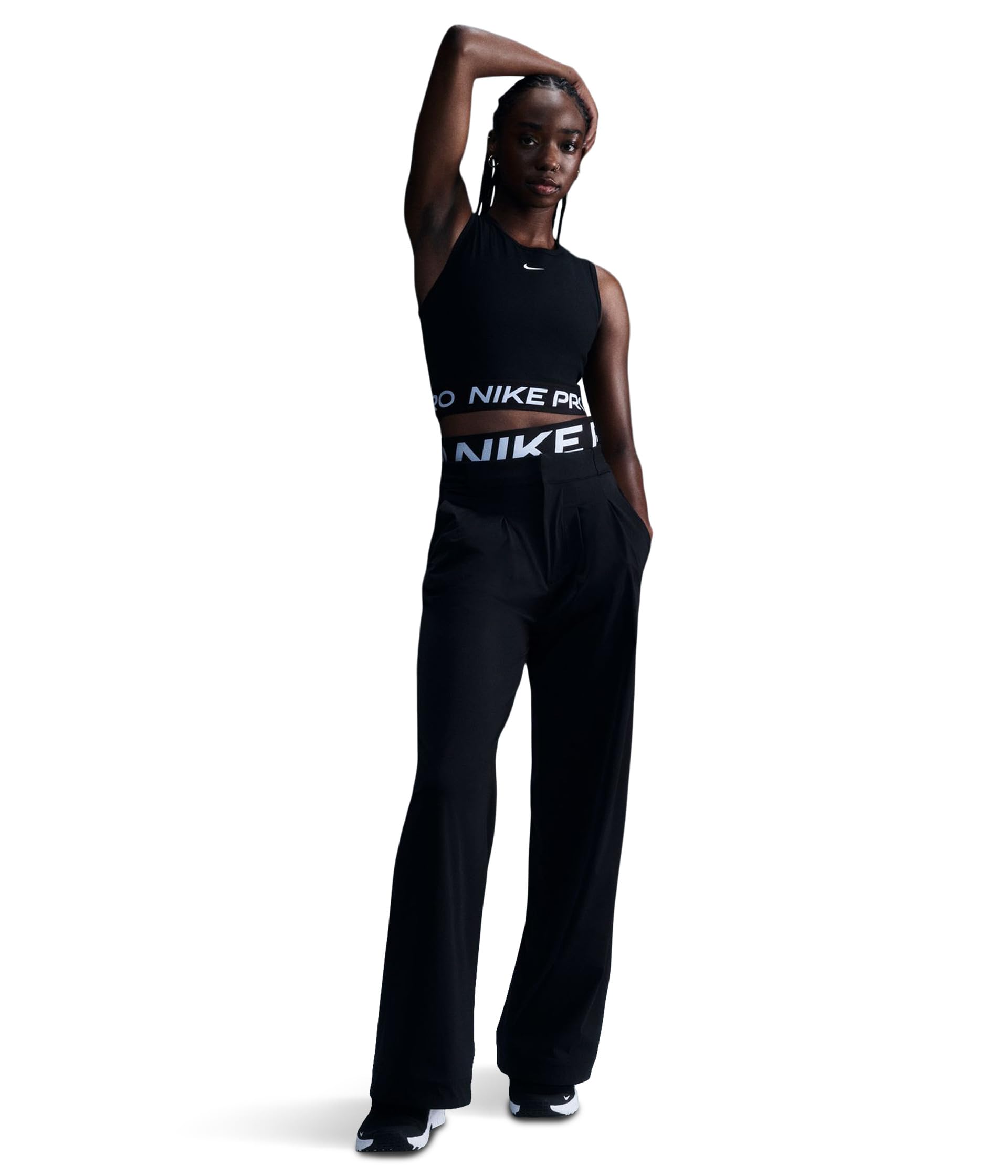 Nike Womens Training Pro 365 Dri-FIT Crop Tank, Black/White, Size S, Women