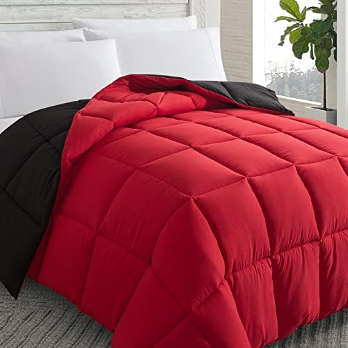 Cosybay Down Alternative Comforter (Red/Black, King) - All Season Soft Quilted King Size Bed Comforter - Duvet Insert with Corner Tabs -Winter Summer Warm Fluffy, 102x90 inches