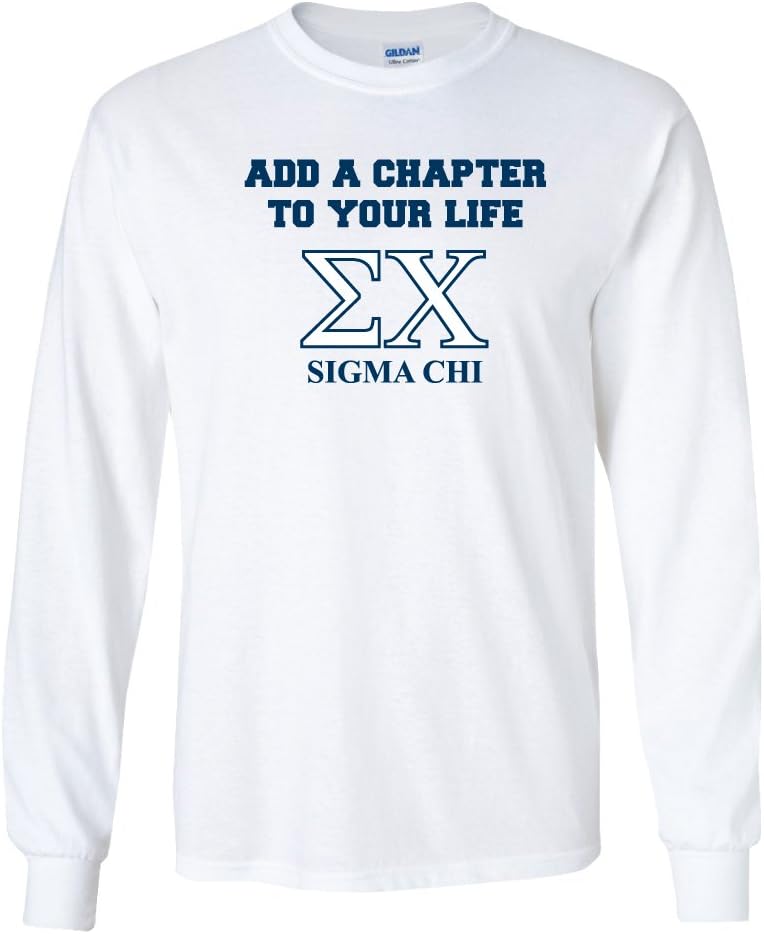 VictoryStore Apparel - Sigma Chi, Add a Chapter Long Sleeve T-Shirt, Small, White