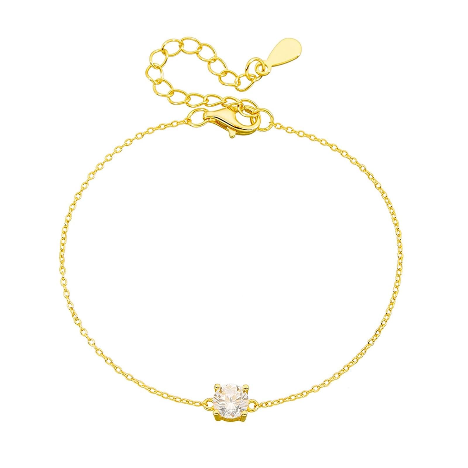 Armbänder Damen, Damen Armband Dünn mit Im Labor Hergestelltem Diamanten Gelbgold Geschenk Beste Freundin