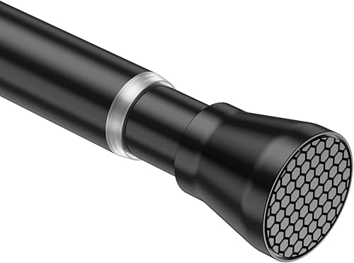 SISELBA Barra de cortina de ducha de tensión, 34-59 pulgadas, ajustable, sin taladros, antideslizante, resistente al óxido, barra de cortina de