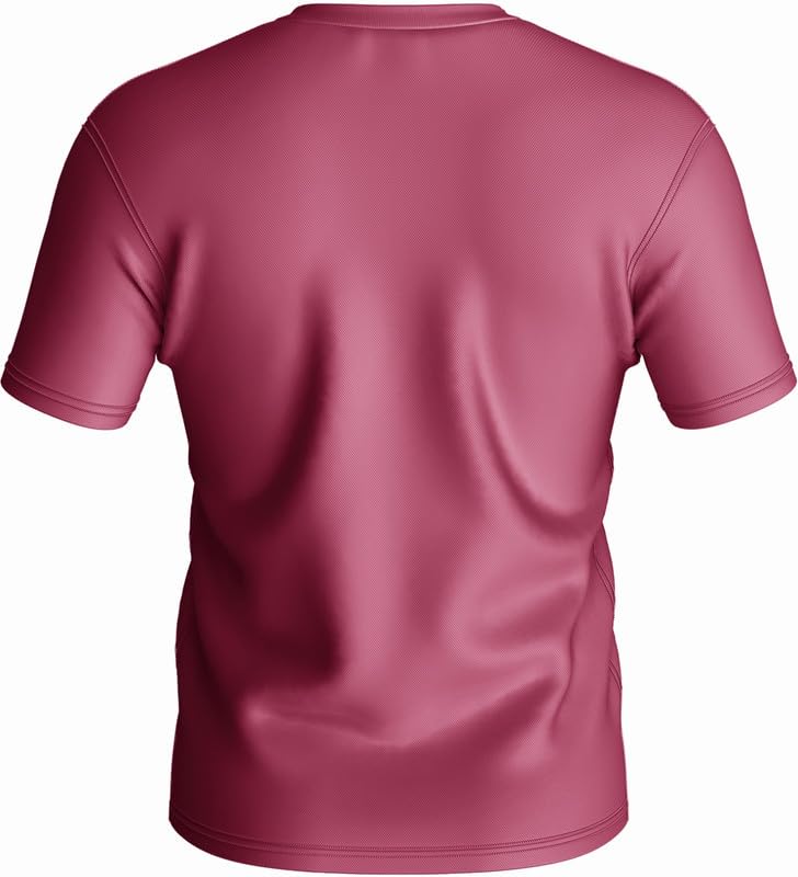 Image of Cotton Round Neck Maroon Printed Sports Half Sleeve T Shirt Jersey for Men