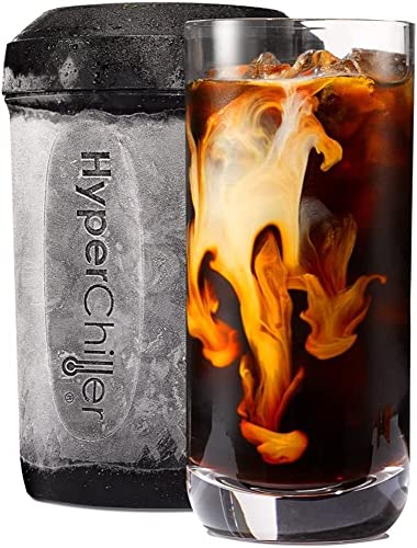 HyperChiller HC2CB Patented Iced Coffee/Beverage Cooler, NEW, IMPROVED,STRONGER AND MORE DURABLE! Ready in One Minute, Reusable for Iced Tea, Wine, Spirits, Alcohol, Juice, 12.5 Oz, Charcoal Black