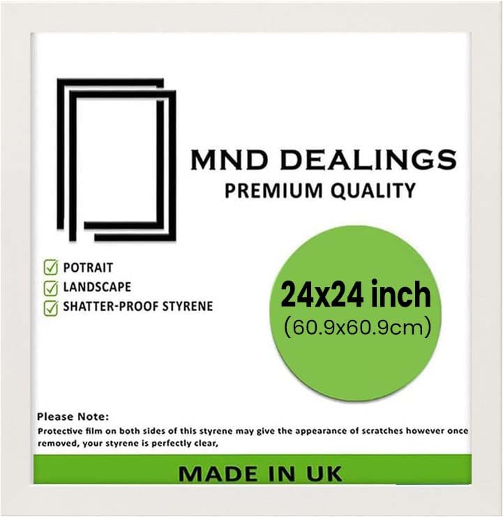 MND Dealings | Eton Wood Poster Frame (60 x 60 CM) MDF Picture Frame for Home, Office & Gallery, Durable Engineered MDF Wood with Elegant Wall Mount Design [ White ] — image 1