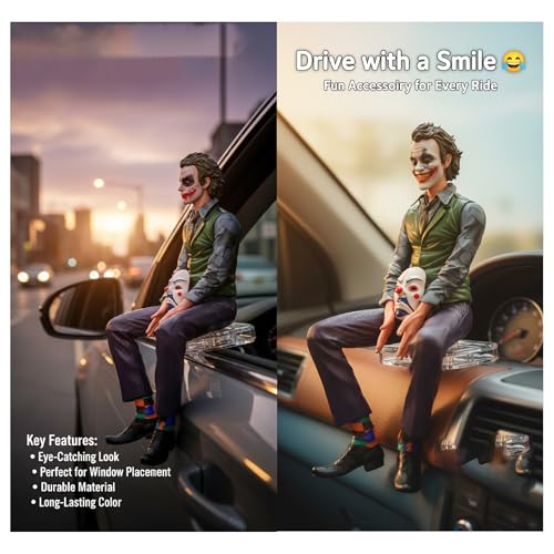 Image of OBEROI'S TRADERS Joker Car Dashboard Figurine Big Size | Villain Mask Idol for Car Interior Decoration | Premium Resin Showpiece for Home & Office | Anti-Slip Base (Big)