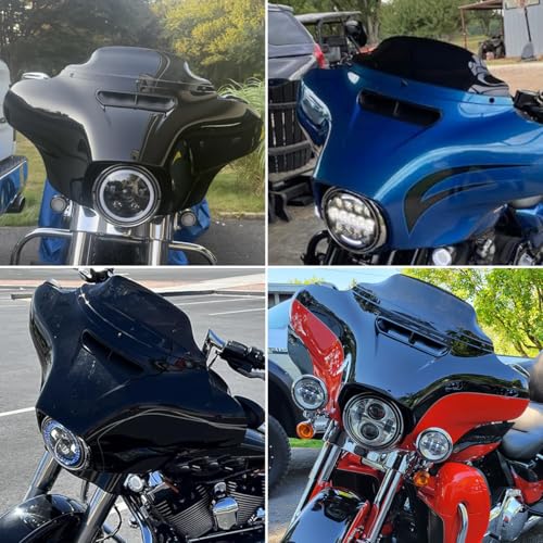 Image of DREAMIZER Wave Windshield Windscreen,Specific Fit Motorcycle Windshield, PC Wind Deflector Compatible with Harley Touring Electra Street Tri Glide 1996-2013 (Black 6inch)