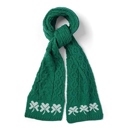 Shamrock Wool Scarf, 100% Merino Wool, Aran Knit Pattern, Made in Ireland3
