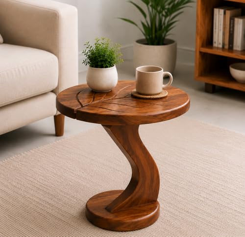 Image of Coffee Table for Living Room Wooden | Sheesham Wood Center Table | End Table | Sofa Side Table | Teapoy Table for Living Room | (Honey Finish)