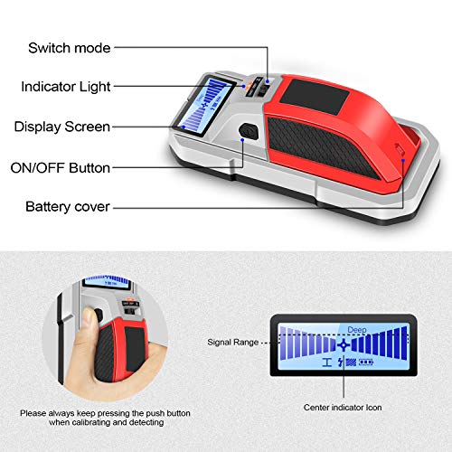 Stud Finder Wall Scanner - Electronic Stud Beam Finder Wall Detector Multi Functions Deep Scan Sensor Center Locator with LCD Display for Wood Metal Studs AC Wire Accurate Detection