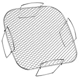 Tofficu Edelstahl Grillrost mit Kochrost Funktion für Heißluftfritteuse und Backofen Praktisch für Gemüse Grillen und Dämpfen