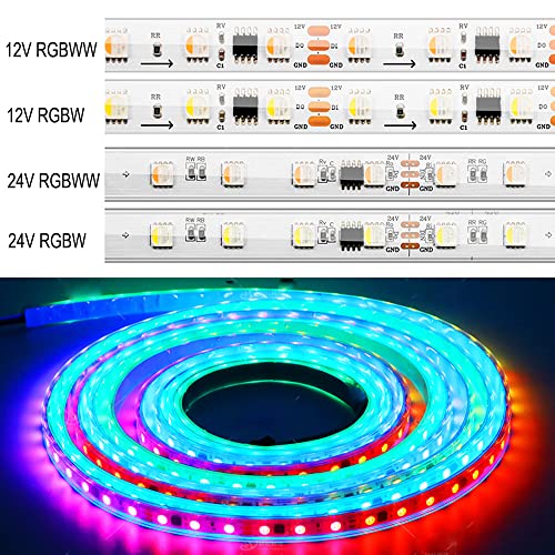 Tira LED RGBW 12V-24V TM1814 5m 60 LEDs/m IP67 miniatura 4