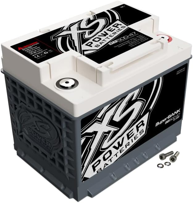 XS Power SB500-47 Super Capacitor Bank with M6 Terminal Hardware - 12 Volt 4000W 500 Farads UltraCapacitor for High-Power Car Audio Systems Or Engine Starting - 11 lbs, Ultra Lightweight