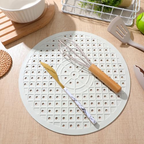 Alfombrillas para fregadero redondas de goma, estera de secado y drenaje para cocina 6