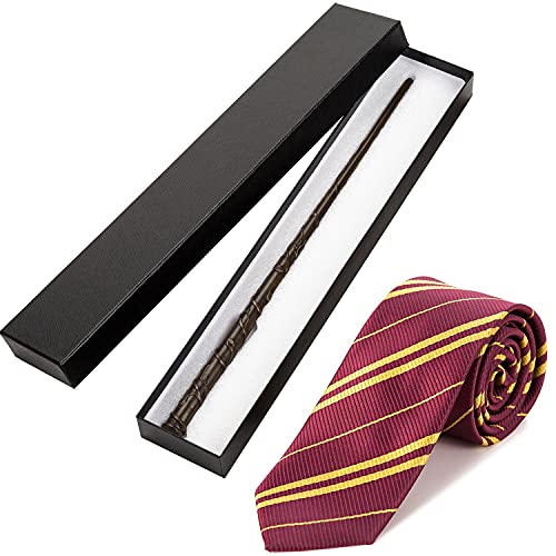 NC NC Wand Set for Hermione Party Costume Accessories Use in Dress Up Party Birthday Halloween Party Pretend Party Include Burgundy Tie Sturdy Magic Wizard Wand Gift Box