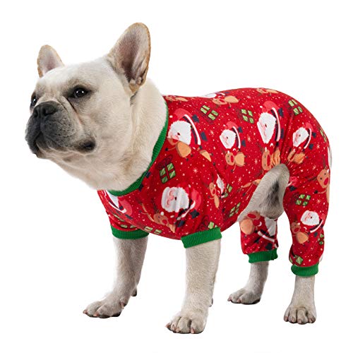 Image of CuteBone Small Dogs Christmas Outfit Soft Puppy Onesies Pjs Dog Pajamas Pet Coat Cat Apparel Comfy Doggie Jumpsuit Bodysuit for All Seasons