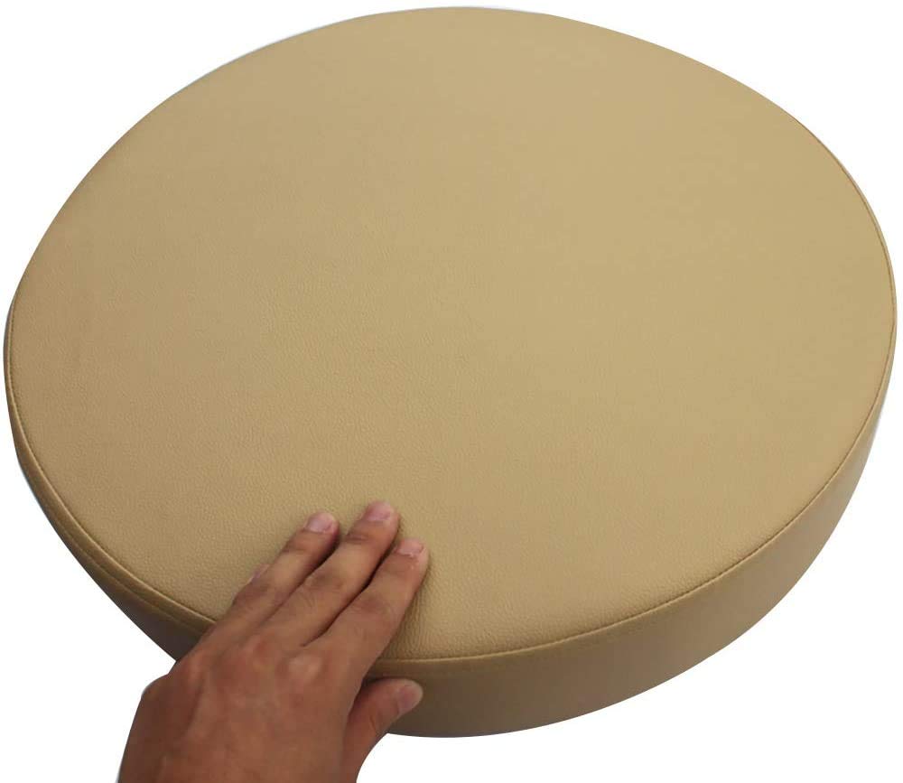 Coussin de chaise ronde kaki 50x50x5cm en cuir imperméable pour bureau