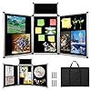 DRKSBesto 3+1 Panel Double-Sided Black Trifold Display Board with Storage Bag, 72 x 35.4 in Folding Tabletop Trifold Poster Board for School Projects, Vendor Events, Science Fairs