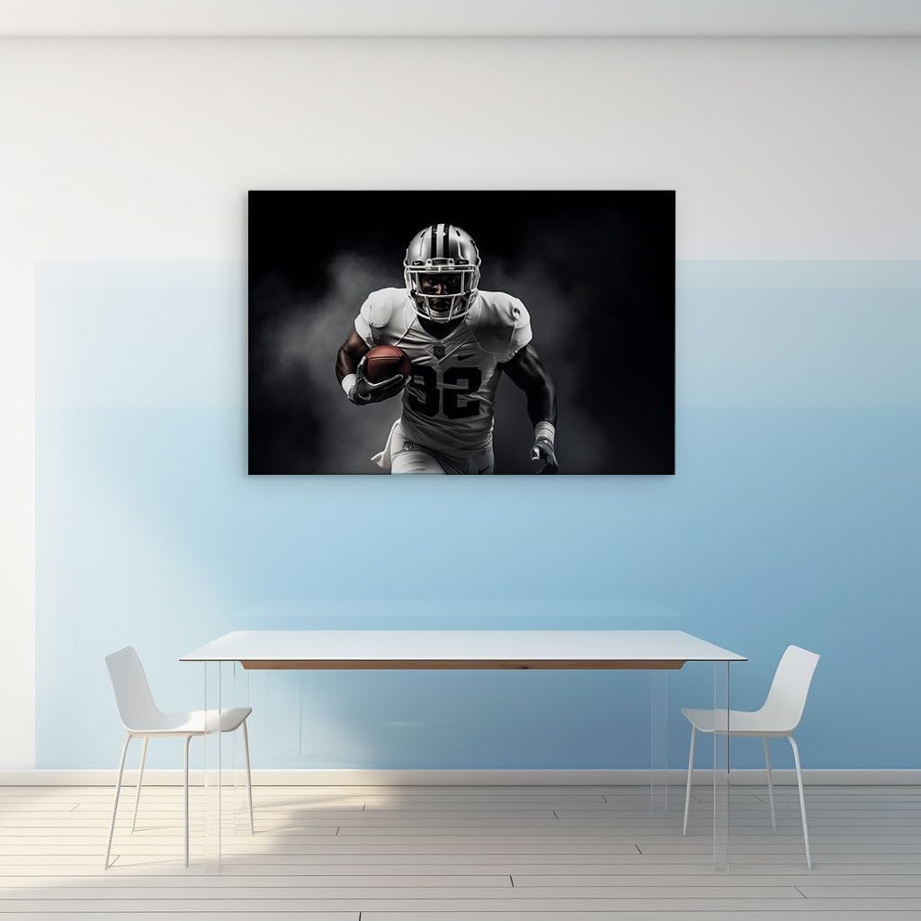 Canvas for Living room. Unleashing Greatness Within The Gridiron Warrior Number 82, 27 x 18 inch Canvas Wall Art - Ready to Hang