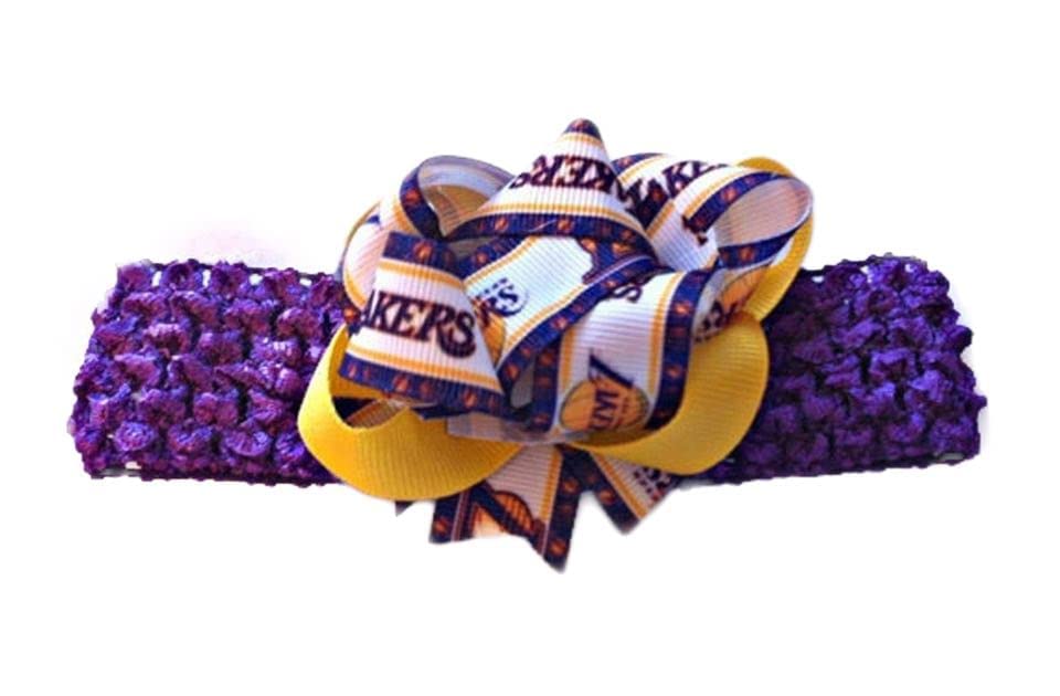 Image of Lakers Baby Girl Boutique Bow Crocheted Headband