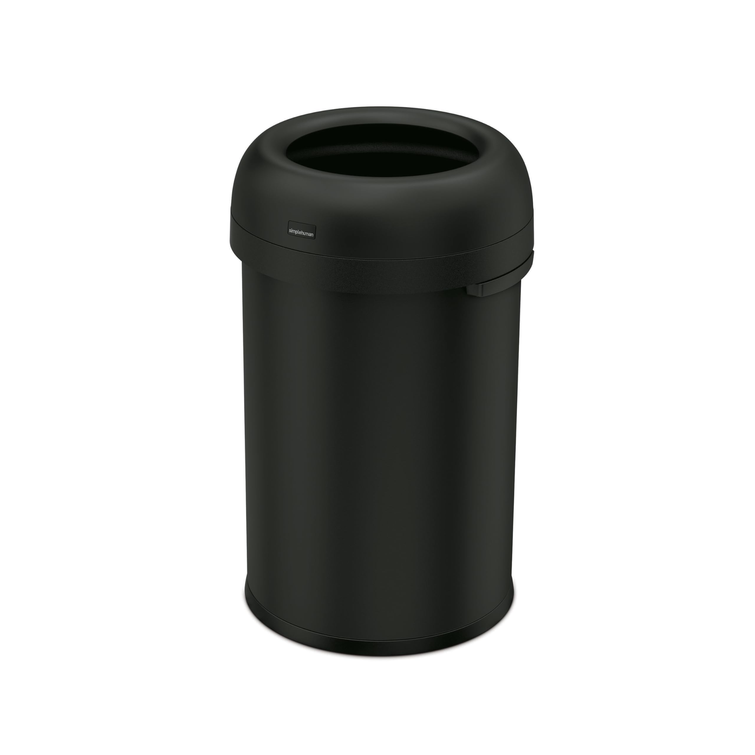simplehuman Bullet Open Can, 115L / 30 Gallon Commercial Trash Can for Restaurants, Cafes, High-Traffic Spaces, Heavy Gauge Steel, Wide Open Top, ADA-Compliant, Matte Black Steel