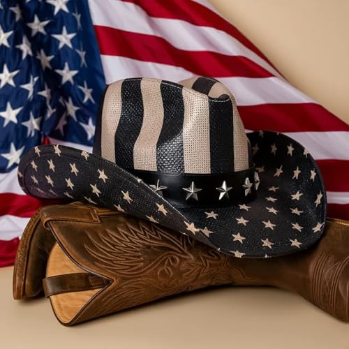 Image of thuizen Western Outback Cattleman Straw Cowboy Hat for Men and Women