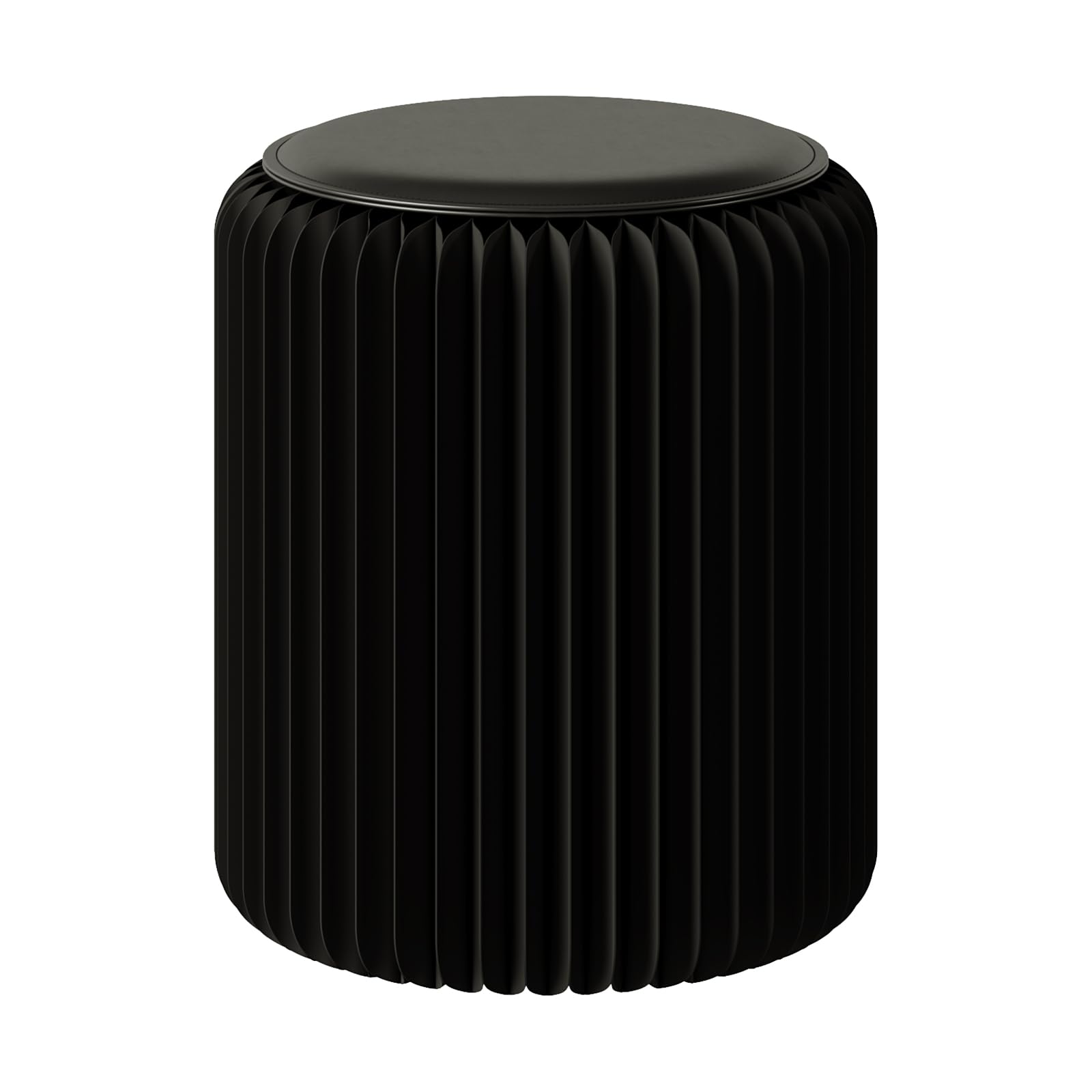 17 Inch Folding Stool 660lb Foldable Paper Stool, Eco-Friendly Kraft Paper Honeycomb Design Home Furniture Modern, Foldable to 1.2 Inch Round Foot Stool for Living Dining Room(Black)