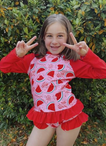 Image of BFUSTYLE Girls Swimsuit 3 Pieces Rash Guard Kids Long Sleeves Bathing Suit 3-8 Years Sun Proction Swimwear Tankini