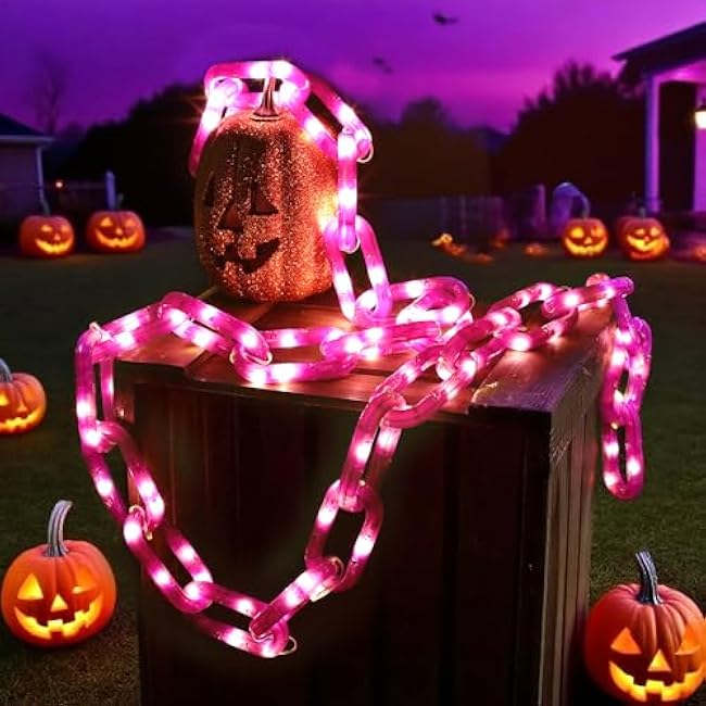 Halloween Decoration Solar Light String,6.6FT, 100 LED Purple Chain Lights. IP44 Waterproof, 8 Lighting Modes. Perfect For Horror Costume Accessories, Haunted House Courtyards & Halloween Party Decor.