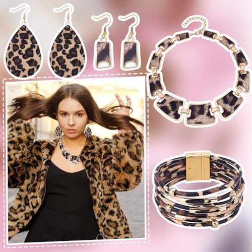 Collier Imprimé Léopard et Bracelets Cuir pour vos Soirées Bohèmes - 5