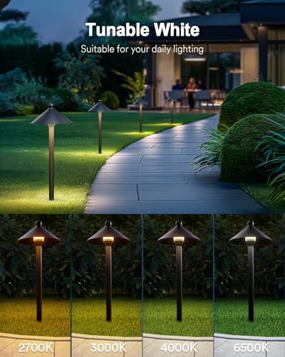 Lumary Smart Low Voltage Pathway Lights 24V 2000LM, Landscape Path Lights with RGBAI Color Changing, App/Remote Control, IP65 Waterproof Walkway Lights for Yard Driveway Garden, 4 Pack, Black Aluminum — view 5