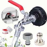 Robinet De Cuve IBC 1000L Avec Adaptateur Fileté S60x6 - Alliage De Zinc - Pour Récupération Eau De Pluie, Jardin