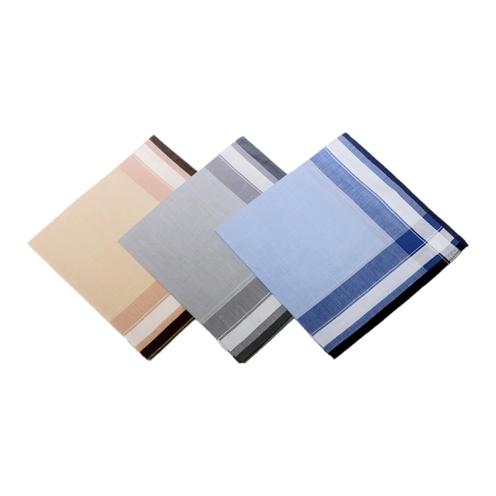 Pocket Square Hankies Kerchief Party Grooms Durable Cotton Men Handkerchiefs Style D 3Pcs-image-34