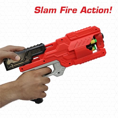 Image of Aditi Toys High Performance Six Fire Gun, Toy Blaster Gun with 6 Dart Rotating Drum, Hi-Arm Toy Gun for Kids Above 6 Years, Accurate Upto 45 Feet, Includes 10 Soft Bullet Darts, BIS Approved. (Red)