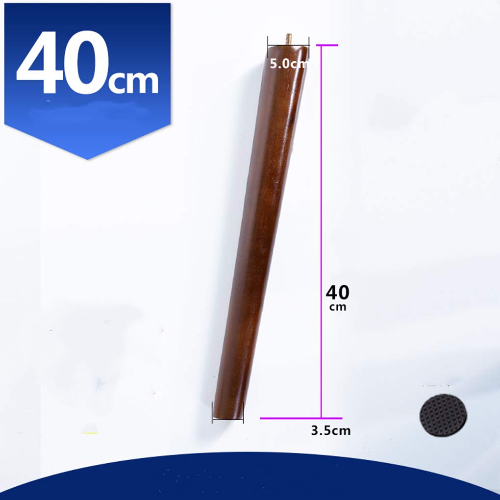 4 gambe per mobili in legno massiccio coniche di ricambio per divano, letto, armadio, sedia, divano, piedi, legno, filettatura M6, noce (40 cm)