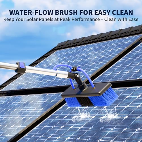 Image of 20FT Water Fed Solar Panel Cleaning Kit, Telescopic Solar Panel Cleaning Brush with Extension Pole & Soap Dispenser for Household & Outdoor