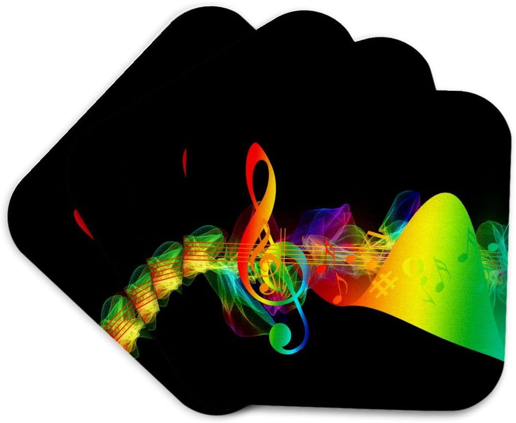 3dRose Colorful Music Sheet Clef Style Set of 4 Coasters - Cork