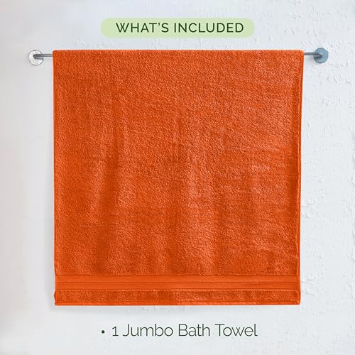 Image of Elegant Comfort Three Line Popcorn Towel Set for Bathroom 35 x 70 inches,Premium Hotel Quality 1-PACK Jumbo Towels,100% Turkish Cotton, Soft and Durable, Quick Dry and Highly Absorbent, Vibrant Orange