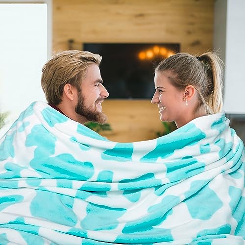 Image of Blue Throw Blanket for Couch Bed, Warm Fuzzy Fleece Soft Blankets for Adults Kids, Light Blue Gifts for Women Girls Boys, Cozy Cute Coastal Living Room Decor, 50x60 Inches